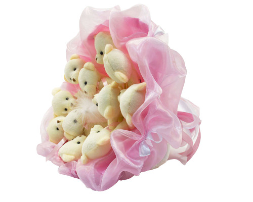 Букет из игрушек Мишки нежно-розовый 5347IT с 11ю игрушками