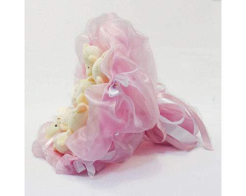 Букет из игрушек Мишки нежно-розовый 5347IT с 11ю игрушками