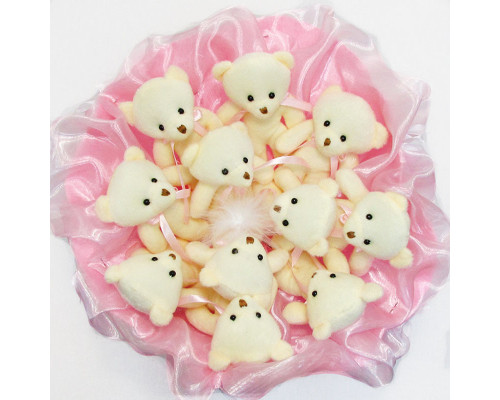 Букет из игрушек Мишки нежно-розовый 5347IT с 11ю игрушками