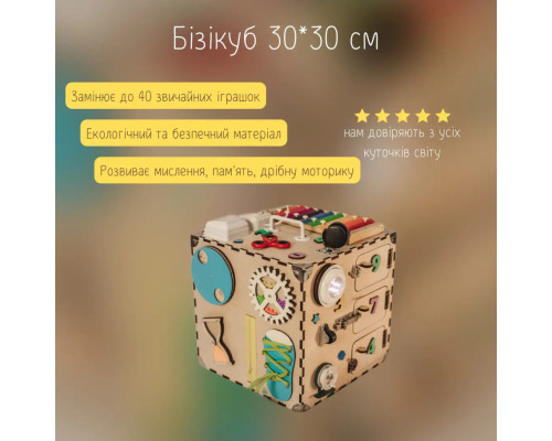 Розвиваюча іграшка Бізікуб Temple Group TG200126 30х30х30см Натуральний