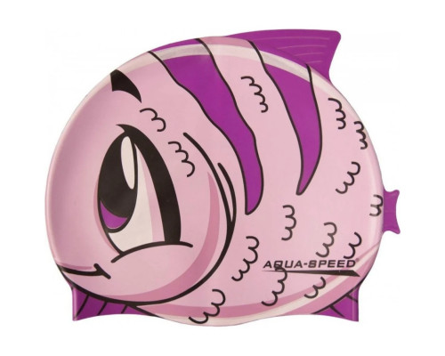 Шапка для плавания "ZOO Fish" 5528 Aqua Speed 115-fish, розовая рыбка, OSFM