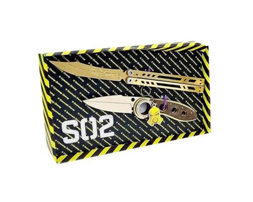 Набор ножей сувенирных деревянных SO-2 "БАБОЧКА LEGASY & ВЫКИДУХА ФЛИП BLACK" SO2-5-B