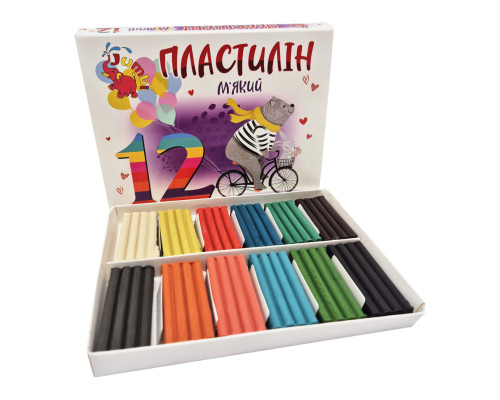 Дитячий м'який пластилін КТ 230604, 12 кольорів