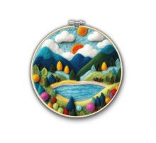 Набор для валяния картины из шерсти "Сказка горного края" EFL003 диаметр 20 см