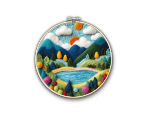 Набір для валяння картини із вовни "Казка гірського краю" EFL003 діаметр 20 см