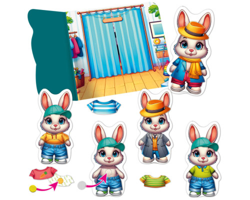 Игра развивающая с липучками "Зайчик" VT1320-04, 10 элементов одежды