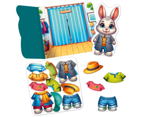 Игра развивающая с липучками "Зайчик" VT1320-04, 10 элементов одежды
