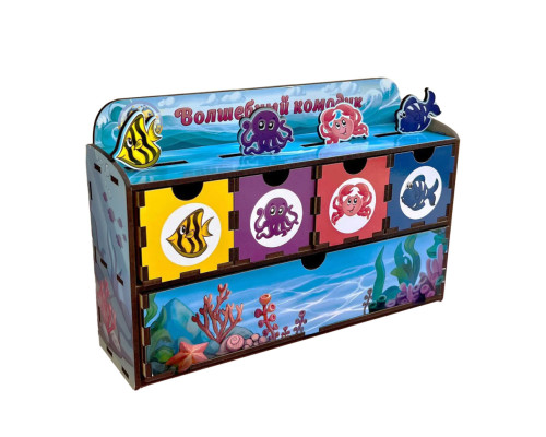 Деревянная настольная игра "Морские жители-1" Ubumblebees (ПСД003) PSD003 сортер-комодик