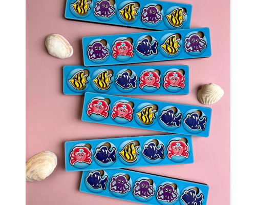 Деревянная настольная игра "Морские жители-1" Ubumblebees (ПСД003) PSD003 сортер-комодик