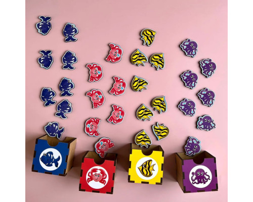 Деревянная настольная игра "Морские жители-1" Ubumblebees (ПСД003) PSD003 сортер-комодик