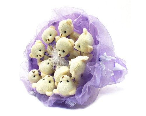 Букет з іграшок Ведмедики лавандовий 5346IT з 11ю іграшками