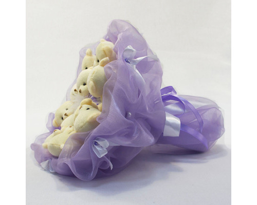 Букет з іграшок Ведмедики лавандовий 5346IT з 11ю іграшками