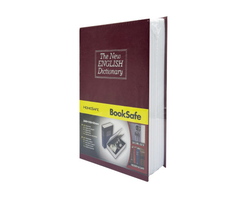 Сейф-книга с ключом для хранения KBS-802(Bordo) средняя, ​​24х15,5х5,5 см