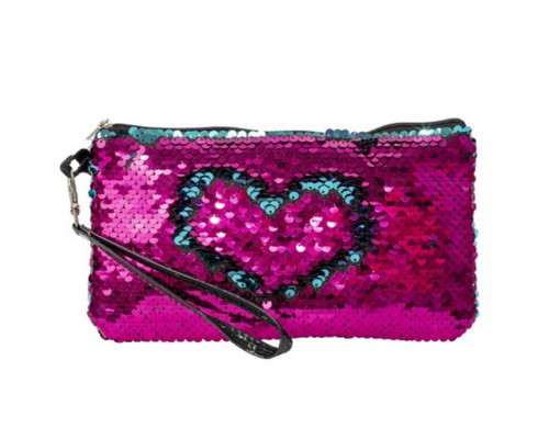 Детская косметичка с пайетками "Сердце" T16302 розовый