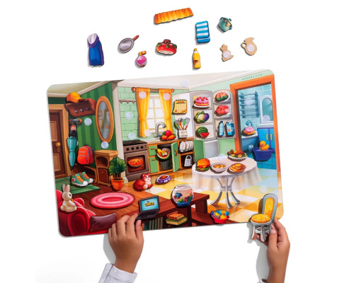 Деревянный пазл-вкладыш "Наведи порядок в комнате и накорми Ваню" (ПСД271) PSD271