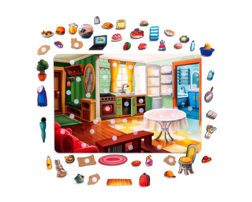 Деревянный пазл-вкладыш "Наведи порядок в комнате и накорми Ваню" (ПСД271) PSD271