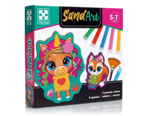 Набор для творчества "Sand Art Веселые друзья" VT4501-01, 5 флаконов с песком