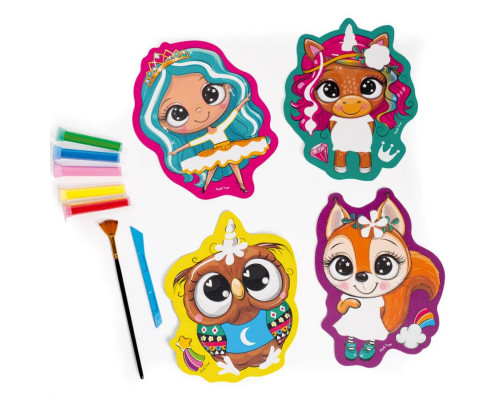 Набор для творчества "Sand Art Веселые друзья" VT4501-01, 5 флаконов с песком