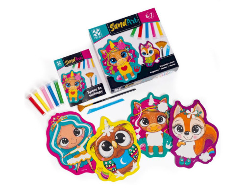 Набор для творчества "Sand Art Веселые друзья" VT4501-01, 5 флаконов с песком