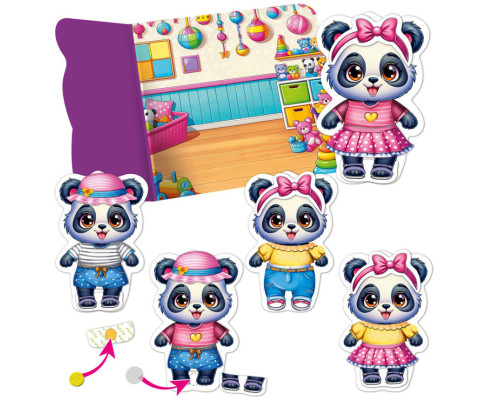 Игра развивающая с липучками "Пандочка" VT1320-05, 9 элементов одежды