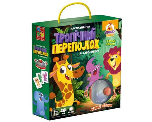 Настольная игра "Тропический переполох" VT8010-13, 50 карточек, правила игры, 1 колокольчик