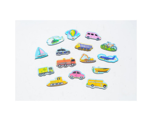 Дерев'яний магнітний пазл "Машинки" Puz-22932, 30 елементів