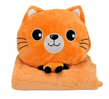 Дитяча м'яка іграшка "Кішечка" L1128(Peach) іграшка з пледом, розмір 40 см