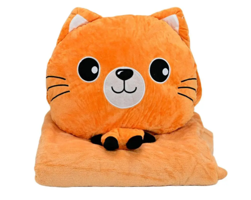 Дитяча м'яка іграшка "Кішечка" L1128(Peach) іграшка з пледом, розмір 40 см