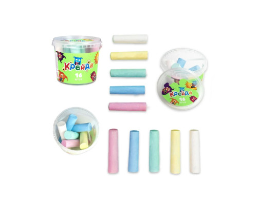 Дитячий набір Крейда Велика кругла Strateg 50103 у відрі 16 шт