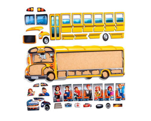 Деревянный пазл-вкладыш "Школьный автобус" (ПСД270) PSD270
