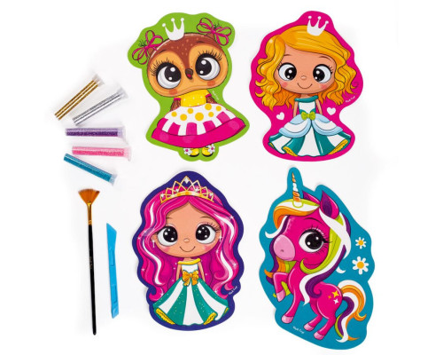 Набор для творчества "Glitter Art Сказочные принцессы" VT4501-10, 5 флаконов с глиттерами