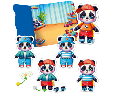 Игра развивающая с липучками "Панда" VT1320-06, 8 элементов одежды