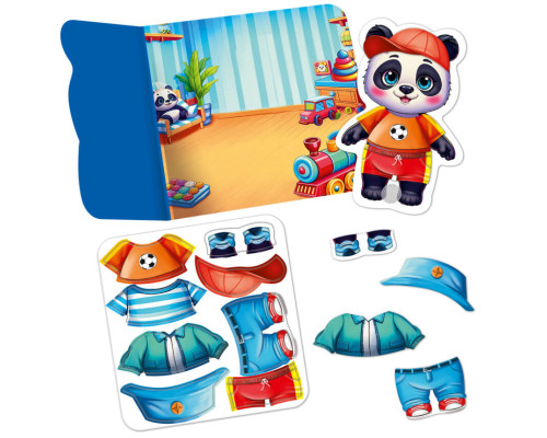 Игра развивающая с липучками "Панда" VT1320-06, 8 элементов одежды