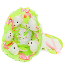 Букет из игрушек Мишки лайм 5344IT с 5ю игрушками