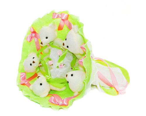 Букет з іграшок Ведмедики лайм 5344IT з 5ю іграшками