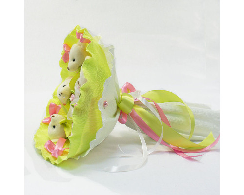 Букет з іграшок Ведмедики лайм 5344IT з 5ю іграшками