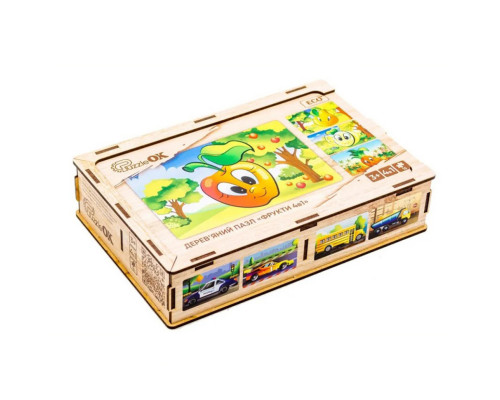 Детский деревянный пазл Фрукты 4 в 1 Puz-84681, 80 элементов