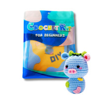 Набор для вязания игрушки крючком "Синяя корова" NBV6 наполнитель, игла для сшивания