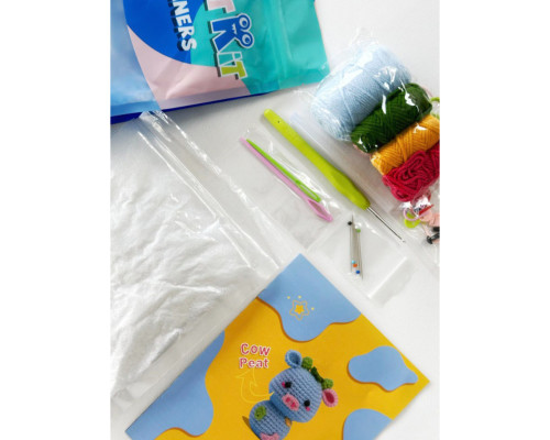 Набір для в'язання іграшки "Синя корова" NBV6 наповнювач, голка для зшивання