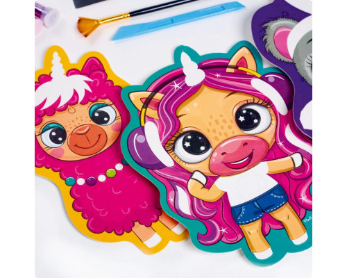 Набор для творчества "Glitter Art Блестящие зверята" VT4501-11, 5 флаконов с глиттерами