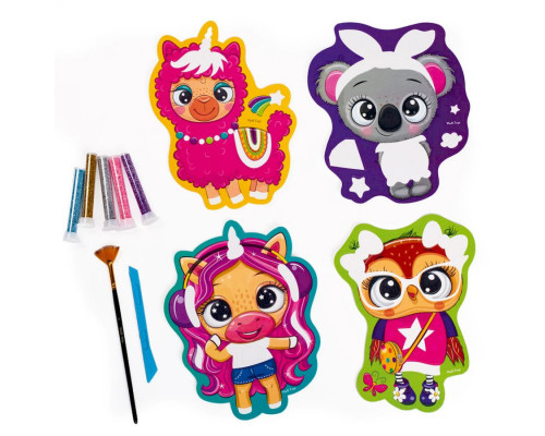 Набор для творчества "Glitter Art Блестящие зверята" VT4501-11, 5 флаконов с глиттерами