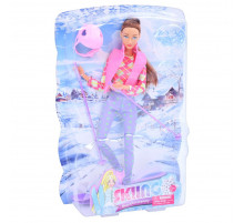 Дитяча лялька "Лижниця" 8520(Pink) рожевий, шарнірна 29 см