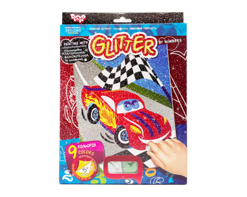 Розмальовка глітерними блискітками за номерами "Тачки" РГН-02-02 міні 20,5х26 см