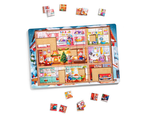 Пазл детский деревянный "Кошкин дом" (ПСД249) PSD249, 176 элементов