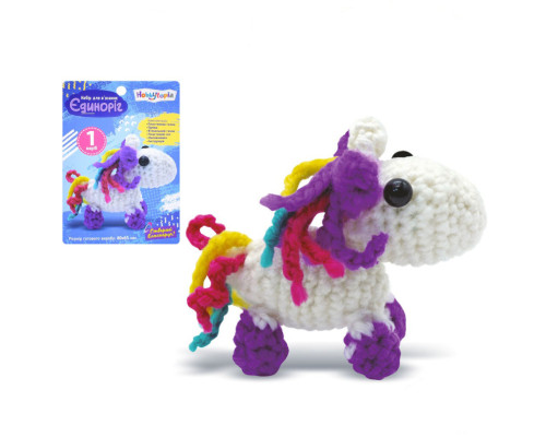 Детский набор для вязания "Единорог" M5864UA 80-65 мм, пластиковая игла, пряжа