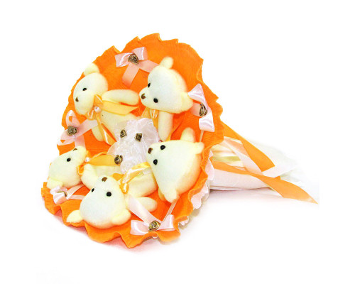 Букет з іграшок Ведмедики помаранчевий 5345IT з 5ю іграшками