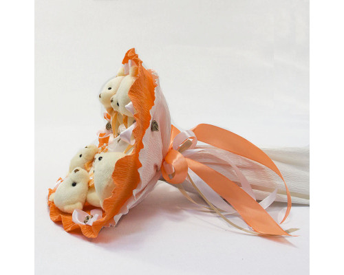 Букет з іграшок Ведмедики помаранчевий 5345IT з 5ю іграшками