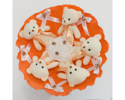 Букет з іграшок Ведмедики помаранчевий 5345IT з 5ю іграшками