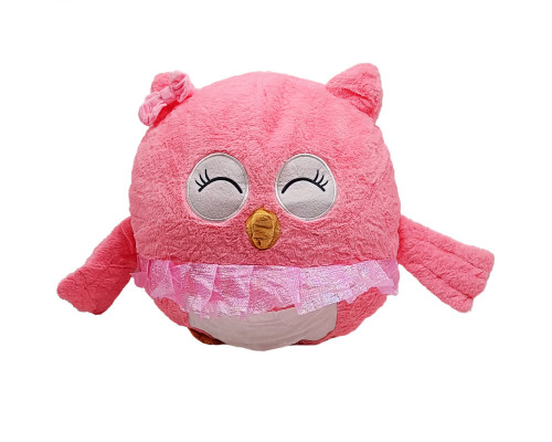 Дитяча м'яка іграшка "Сова" L1127(Pink) іграшка з пледом, розмір 45 см