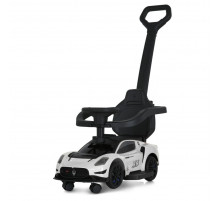 Дитяча каталка-толокар 2 в 1 M 5106-1 білий, з батьківською ручкою
